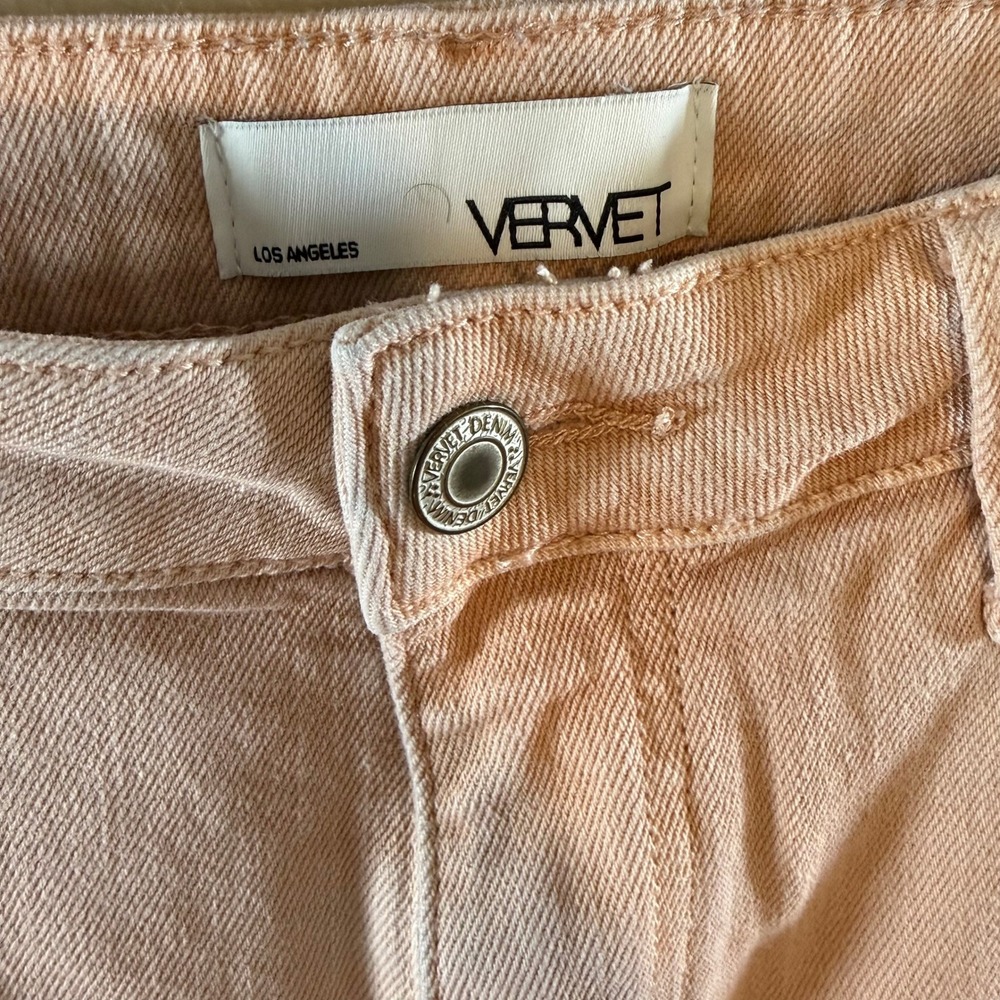 Vervet Los Angeles Womens Peach Pink Cropped Raw Hem Jeans V3370PP Size 30 - Picture 3 of 5